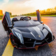 Cute Lamborghini children's remote-controlled electric car with four wheels that can sit on and walk the baby, four-wheel drive toy car, high-end four-wheel drive red + remote control + music + foam soft wheels
