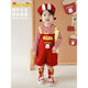 Youyou Girl Cartoon Overalls süße Kaninchen-Pommes Sticked Striped T-Shirt Baby Spring Fashion süßer Gurtrock T-Shirt rot und weiße Streifen (C2694) 80 cm