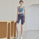 Hui'ang sports suit women's yoga clothing running fitness clothing quick-drying clothing color matching underwear shorts vest five-quarter pants blue L