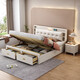 Yu Feiqi Nordic Solid Wood Bed Double Bed Modern Simple High Box Night Light Storage Charging Bed 9902# Bed + Latex Brown Pad [Comfortable Latex] 1.8*2.0m (High Box with Tail Draw)
