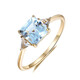 CAJJ Francois aquamarine ring, natural colored gemstone jewelry, 18k gold inlaid ring for women, gemstone 1.2 carat, proposal gift, size 14