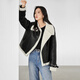 Weißes Fell integrierter Motorradanzug Maillard Mantel für Frauen 2024 Winter neuer Nachahmung Lammfell kurzer Lederjacke Ruhig Schwarz S