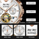 Sitio web oficial de Oupinke Certificado Swiss Certified reloj mecánico Mecánico Mecáneos completamente automáticos Fecha impermeable de la semana Mira OPK-3291 Letras de cuero marrón rosa sin blancos