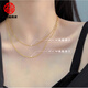 Fat Donglai's same style 18k color gold plated necklace au750K gold Chopard chain for women 2024 new plain chain birthday gift rose gold starry chain 3.1g x 45cm