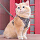No-pet cat traction rope, vest-style harness, reflective and breathable, cat-walking rope, British short puppet pet traction rope, gray (including 1.5m traction rope) M chest 34-40cm (recommended 8.5-14Jin Jin equals about 0.5kg)