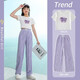 Nickybaby Girls Set Kinder Sommer 2025 Neue modische Mädchen mittelgroße Kinder Sport Kurzarm Kinderkleidung Zweiteiler Set 15009 Purple 9922 White [Set] 120