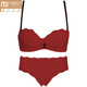 Modal Zodiac Year Suit Sexy Underwear Women's Small Breasts Push Up to Show Bigger Autumn and Winter Thin Section Breast Collar Red Bridal Bra Dark Red Suit 75B 34B Comfortable Push Up