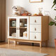 Lin's Home Log à style japonais armoire latérale massive armoire murale intégrée salon salle à manger armoire de rangement d'armoire de rangement MQ3T