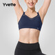 YVETTE Low-Strength Women's Sports Bra Yoga Fitness Pilates Sports Bra S100178A02 69A Navy Blue L(80A-80C)