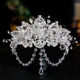 Ililuo Bridal Crown Tiara Crystal Eyebrow Pendant High-end and Luxurious Wedding Princess Crown Wedding Photo Studio Accessories Super Fairy Wedding Dress Water Drop Crown + Earrings + Tiara