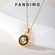 Fantimo light luxury jewelry agate necklace for women 18 gold k inlaid with diamond color gold clavicle chain simple daily 18k diamond agate necklace brand gift box + SF Express