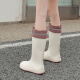 DG/DU-Regenstiefel für Frauen 2025 Neue, wasserdichte Regenstiefel mit hochrösten, nicht rutschfesten Regenstiefeln plus Samt lang rutschfeste Wasserschuhe modische studentische Weichstiefel mit Weichstiefeln [wasserdichte Mundstil-wasserdichtes Nicht-Schlupf] Weiß 38/39 [Größe kleiner Größe]