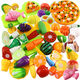 Meibosen-Kindersimulation geschnitten Obstspielzeug geschnitten Leche Pizza Gemüse Dampfer Jungen und Mädchen spielen Hausgeschnitten Look Set 24-teiliges Set zufälliger Obst und Gemüse + Pizza + Aufbewahrungskorb