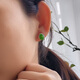A Pendientes de Jade Jade de Jade Hetian de mil años, pendientes de Jade/Jasper con incrustaciones de plata de plata para mujeres, aretes de jade de lujo ligero, QZZ869
