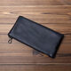 JLFGPJ New Men's Genuine Leather Long Zipper Wallet First Layer Cowhide Clutch Mobile Phone Bag Simple Women's Handbag Ultra Thin Black