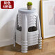 
Huakai Star Plastic Stool Household Thickened Anti-Slip Stool Round Stool High Stool Shoes Change Stool YK018 Gray 4 Hands