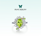 Muye natural colored gemstone 925 silver peridot colored gemstone ring firefly ring original design colorful gemstone ring 11-12# 2.12 carats