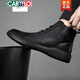 Katile Crocodile Fashion Brand Men's Martin Boots Fashion Black High Top British Style Workout Boots Plus Fleece Leather Leather Shoes Winter All-match Men's Shoes Light Luxury New Product AX723 Black 38