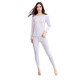 AB Unterwäsche Frauen warmer Anzug rund Hals dünne Stretchbaumwolle bequeme Farbe gewebt gestreift Schlanker Herbstkleidung und Hosen R841 Rice Grey Farbstreifen XL (165/95)