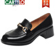 
CARTELO Loafers Women's 2025 Spring New British Style Small Leather Shoes Comfortable Women's Single Shoes Soft Leather Soft Sole Middle-aged Mom Shoes 1098-3 Black 40