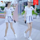 Woodpecker (TUCANO) 2024 summer new sportswear suit for women fashion internet celebrity thin short-sleeved age-reducing fashionable casual two-piece set White trousers suit [short-sleeved + trousers] M [Suggested 80-100Jin [Jin equals 0.5 kg]]