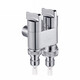 Submarine F403 one-in, two-out, three-way angle valve, brass, chrome-plated, double handle, double control, separate water outlet, built-in water stop device, silver, special supply