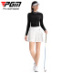 
PGM golf clothing for women, long-sleeved T-shirt, ribbed collar, stretch fabric, grinding and warm, slimming figure YF698-Black [top] L