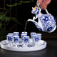 Xihe Yinyao Xihetang Jingdezhen Ceramic Wine Set Liquor Goblet Spirit Cup Blue and White Wine Pot Set Wine Cup Guiguzi Style (1 Pot, 10 Cups, 1 Tray)