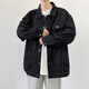 Dingfengbaoluo casual workwear denim jacket men's autumn and winter casual loose retro lapel versatile jacket HL38 black XL
