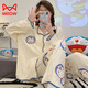 Cat Man (MiiOW) pure cotton pajamas for women in spring and autumn new long-sleeved trousers loose cardigan sweet cartoon cute home clothing set 9202 rose XL [recommended 120-140Jin [Jin equals 0.5 kg]]