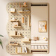 
Shantoulin Village PY hole board wall with mirror solid wood entrance door rack dressing mirror integrated entrance door clothes shipping whole package delivery-wood grain color 12035