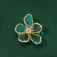 Sili European and American crystal flower brooch women's new exquisite corsage coat pin accessories gold green crystal flower