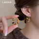 Lnieer Maillard retro earrings for women 2025 new earrings niche design earrings temperament high-end autumn and winter earrings Maillard beaded earrings