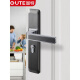 Verrouillage de porte Goode Couche intérieure serrure de muet noir Split Lock Ménage de porte universelle Handle de porte en bois Package de porte en bois 9197 noir + 2 charnière swing + aspiration de porte