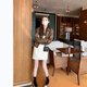 Garnuo Brown kleine Lederjacke Frauen kurz 2025 Frühlings- und Herbst neuer kleiner Maillard Retro PU Motorradkleidung Jacke braun L [111-120jin [Jin gleich 0,5 kg]]]