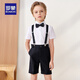 Romon boys dress summer children's graduation performance suit kindergarten overalls flower girl black suit 150