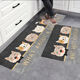 Mihou kitchen special floor mat for home use, water-absorbing, oil-absorbing and dirt-resistant floor mat, long non-slip and wear-resistant kitchen mat supports customization. Cute pet kitten-dark gray 50*80+50*160 style set