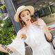 Flower top hat for women French top hat for women summer straw hat for women summer travel beach hat seaside sun protection flat top milky white 7 cm brim - same model, adjustable 55-58cm