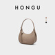 Honggu bag women's new first-layer cowhide handbag fashionable temperament high-end one-shoulder cross-body New Year gift elephant gray