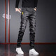 
AEMAPE jeans men's spring and summer slim elastic small feet casual long pants men's clothing 2025 black new trendy brand TJ_6636 black 31