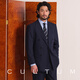 CULTUM machine washable anti-wrinkle and iron-free suit suit men's commuter casual double-breasted business professional suit suit pure black single suit 52 A