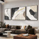 Huaixue High-End-Wohnzimmer Dekorative Malerei Modernes Kunstbüro Triptychon Schwarz weiß grauer abstrakter Sofa Hintergrund Wandhänge Malerei JD13782 Links und rechts 60*80 110*80 Texturöl Leinwand PS Gold Rahmen