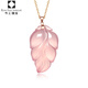 Jinshang jewelry necklace for women 18K gold hibiscus stone pendant rose gold peace Buddha clavicle chain 18K gold leaf pendant