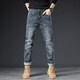 Jeep Spirit Jeans Herren Frühling und Herbst neue, schlanke Hose Retro Casual Vielseitige Hosen Männer 5009 Blau und Grau 31