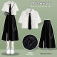 Qimai Korean retro college style girls suit 2023 summer sweet and cool suit female students Korean loose college style lining black shirt + skirt 1389# XL Recommended 125-140Jin [Jin equals 0.5 kg]