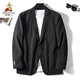 Scarecrow's daily single god clothes coolmax spring and summer thin men's breathable elastic casual and iron-free suit jacket upgraded black A829 L 175
