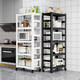 Meiyilai Steel Kitchen Strage Strach Srick Multiped Multi-Layer-регулируемая стойчная печь Хранение микроволновой печи со съемными колесами с 4-х слойной 118 м высокой углеродистой стали, колонкой для опускания колес 12050 см.
