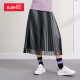 Baleno skirt gradient mesh skirt women's A-line skirt mid-length pleated skirt 00A pure black M