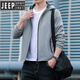 Jeep Spirit/Jeep Herren-Stand-up-Halsband Dünne Mantel Männer Frühling und Herbst 2022 neuer Trend 683 Hatless Black, M.