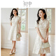 Chushen Nuevo vestido chino de manga corta para mujeres Diseño de botón retro Estilo chino Temperamento elegante Cheongsam Skirt S141Q1373